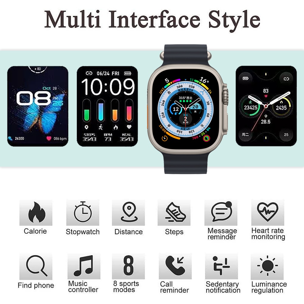 SmartWatch S8 Ultra Bluetooth Smartwatch Full Touch Screen Phone Call IP67 Waterproof 1.99 inch TFT Screen 200mAh NFC Women Smatwatch S8 ultra Series8 Ultra