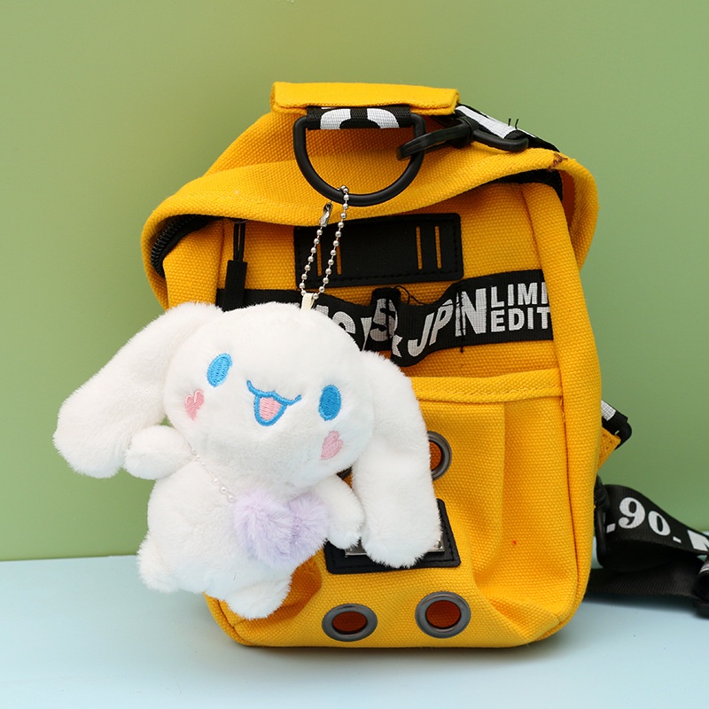 12 cm Kawaii Sanrio Cinnamoroll Kartun Boneka Mewah Pasangan Magnetik Lembut Boneka Gantungan Kunci Lucu Ransel Liontin Mainan Anak Perempuan