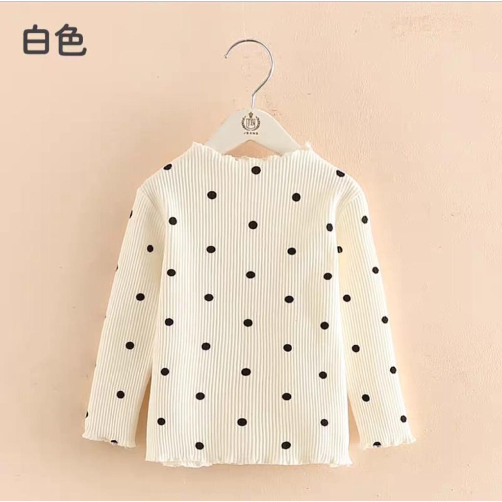 TURTLENECK ANAK DOT / TURTLE NECK MOTIF POLKA / ATASAN TOP RIB ANAK USIA 1-3 TAHUN