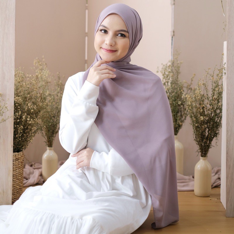 Hijab Jilbab Pashmina Ceruty Baby Doll  Premium Terbaru 2023 By Mardhatillah Warna marble - dusty pu