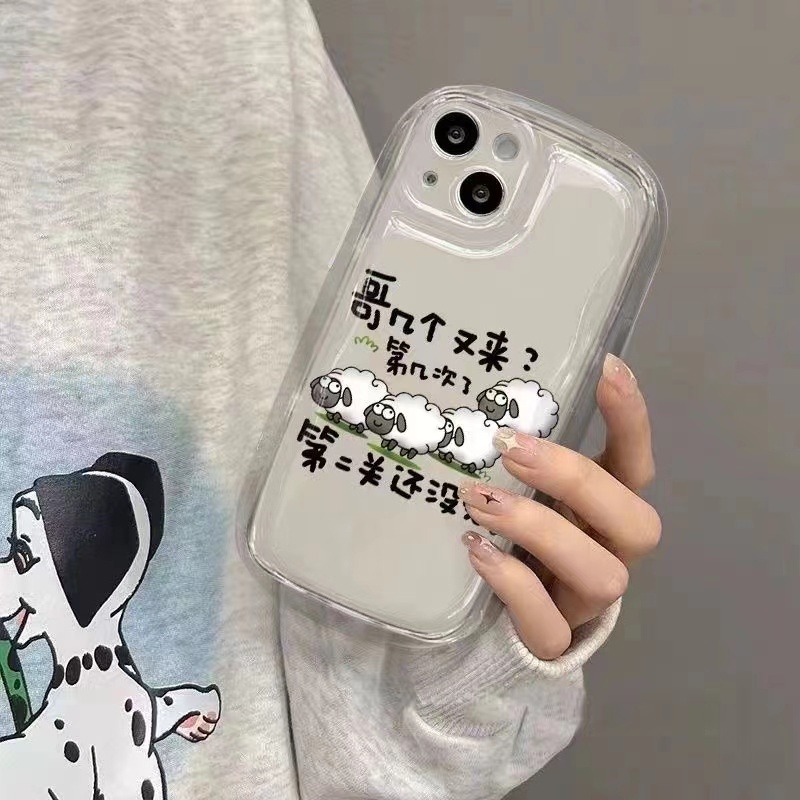 IPHONE Casing Ponsel Transparan Shockproof Kompatibel Untuk Iphone14 13 12 11 Pro XS Max X Xr8 +7Plus Casing Domba Lucu Lembut TPU Silikon Cover