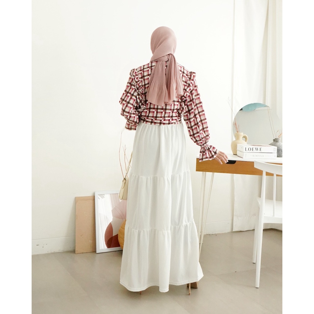 One Set Maxi Crop Dress Putih Wanita