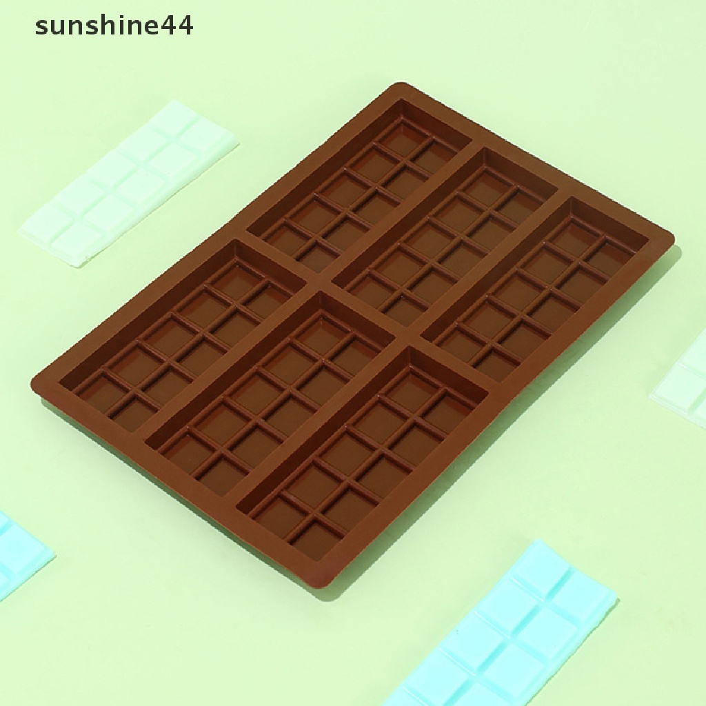 Sunshine 6 Grids Small Waffle Rectangle Chocolate Bar Silicone Candy Mold Trays ID