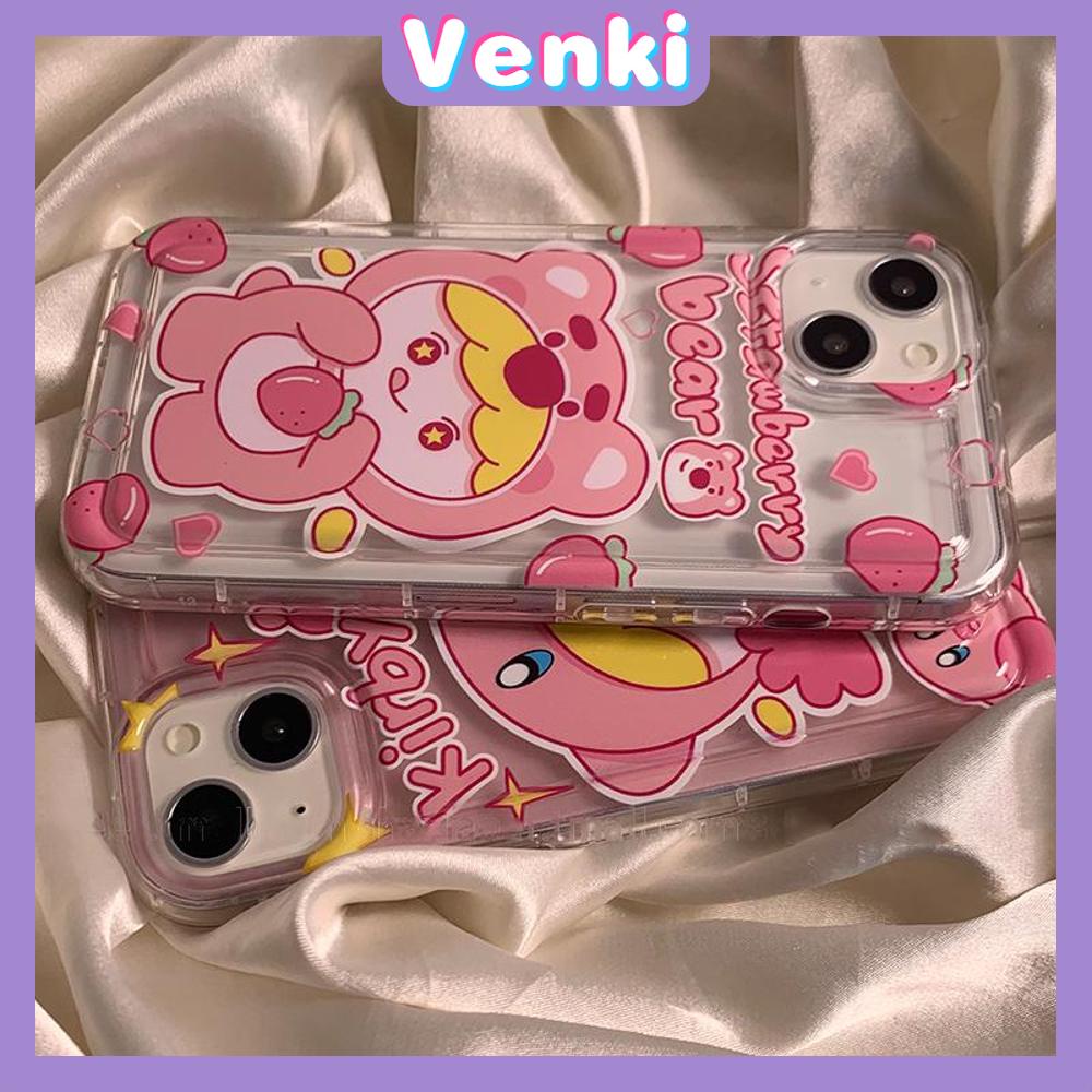 Case For iPhone 14 Pro Max Soft TPU Jelly Airbag Case Cute Pink Bear Hood Girl Camera Protection Shockproof For iPhone 14 13 12 11 Plus Pro Max 7 Plus X XR