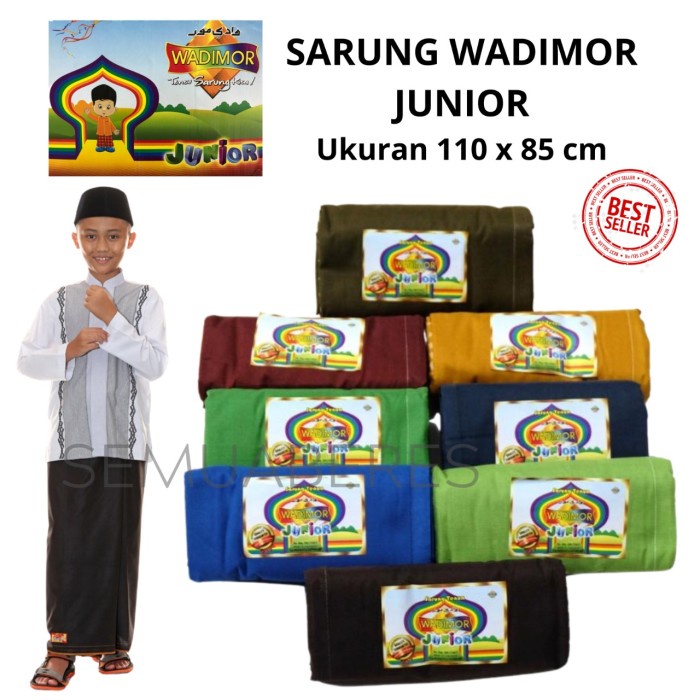 Sarung Tenun Wadimor - Hitam dan Putih Polos BEST QUALITY - WD Anak PROMO (P1K0) Alas Sholat Terlari