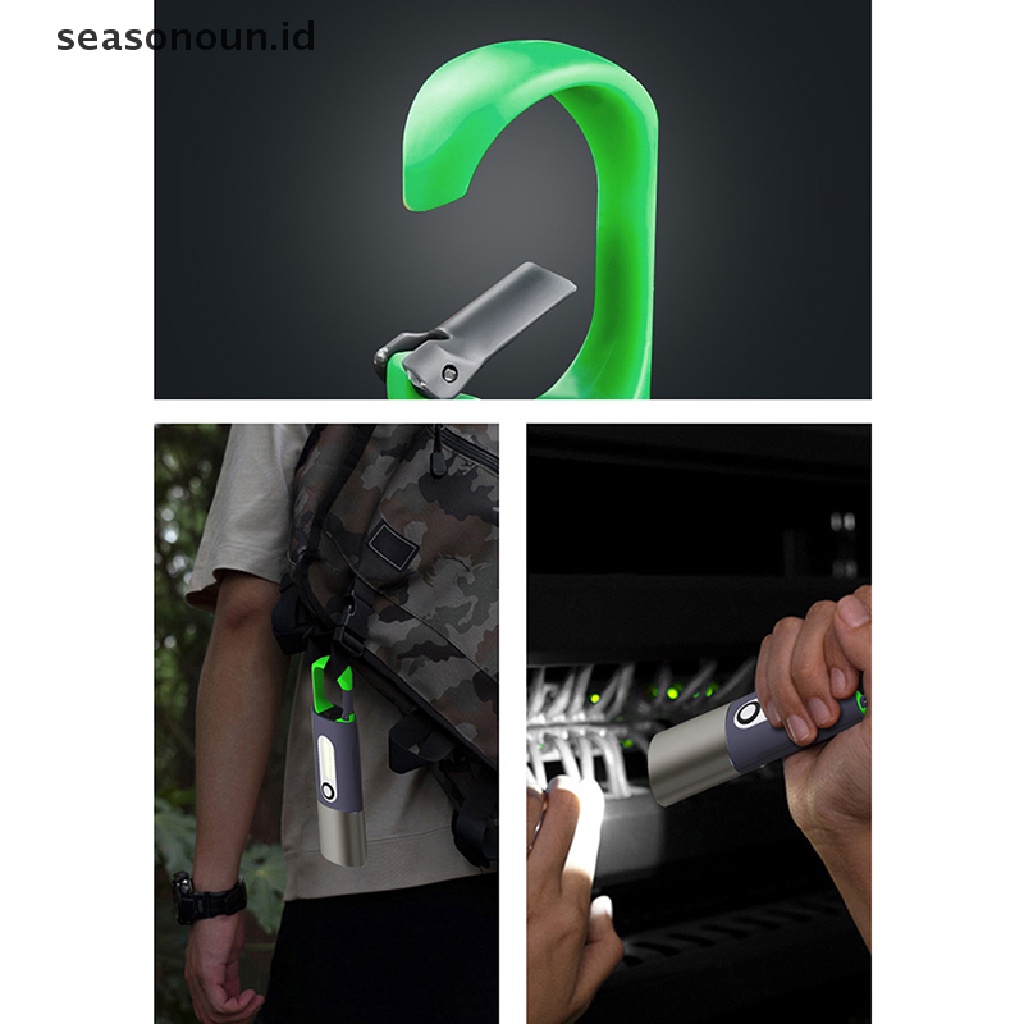 Seasonoun Senter Lampu Kuat Mini Portabel USB Rechargeable KeyChain Work Light.