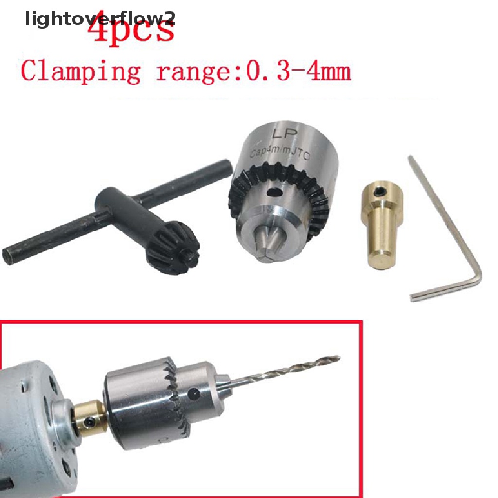 [lightoverflow2] 1 Set Mini Drill Chuck Micro 0.3-4mm Taper Mounted Drill Chuck and Wrench [ID]