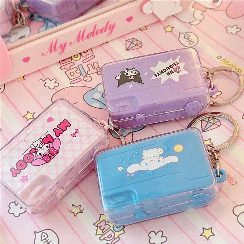 New Sanrio Kuromi Cinnamoroll Mymelody Pikachu Kreatif Bercahaya Kamera Gantungan Kunci Liontin Mainan Anak