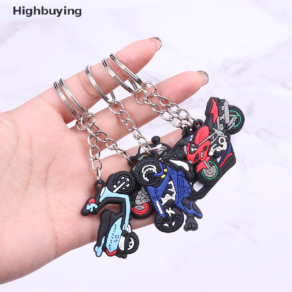 Hbid 5PCS PVC Keychain Cartoon motorcycle Key Ring fashion Key Holder fit men women keys trinkets accessories Jewelry Decoration Gift Glory