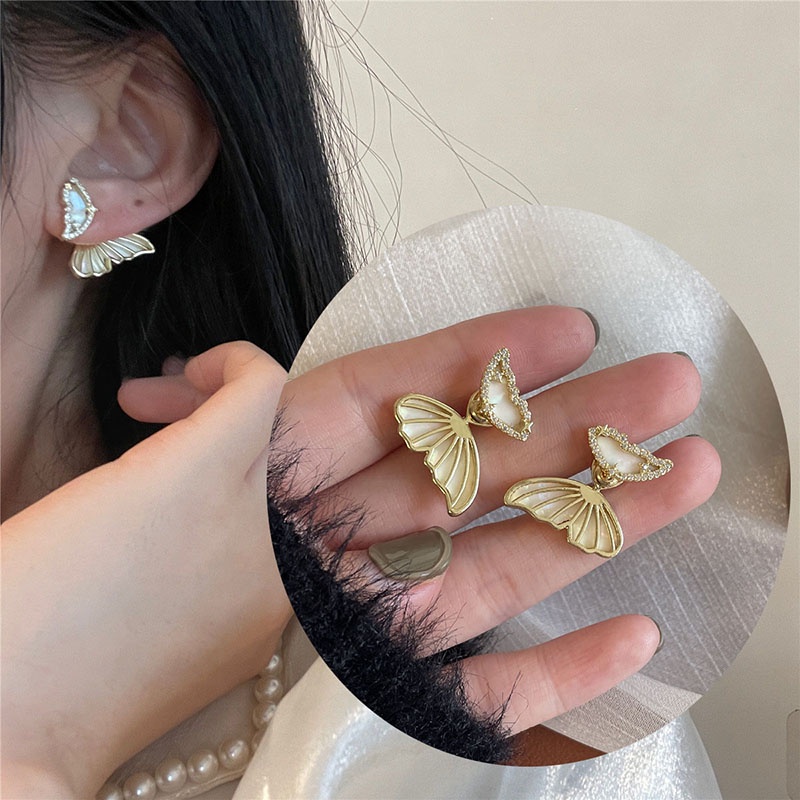 Sederhana Geometris Shell Bunga Cinta Hati Berlian Imitasi Temperamen Elegan Fashion Anting Kecil