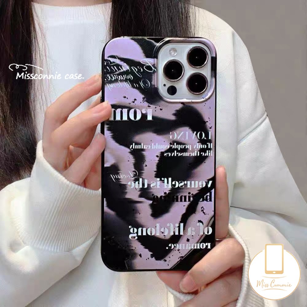 IPHONE Kreatif Keren Alfabet Inggris Halus Casing Ponsel Kompatibel Untuk Iphone11 Pro Max XR 78 Plus 14 12 13 Pro Max X XS Max SE 2020 Shockproof Glossy Lembut TPU Black Cover