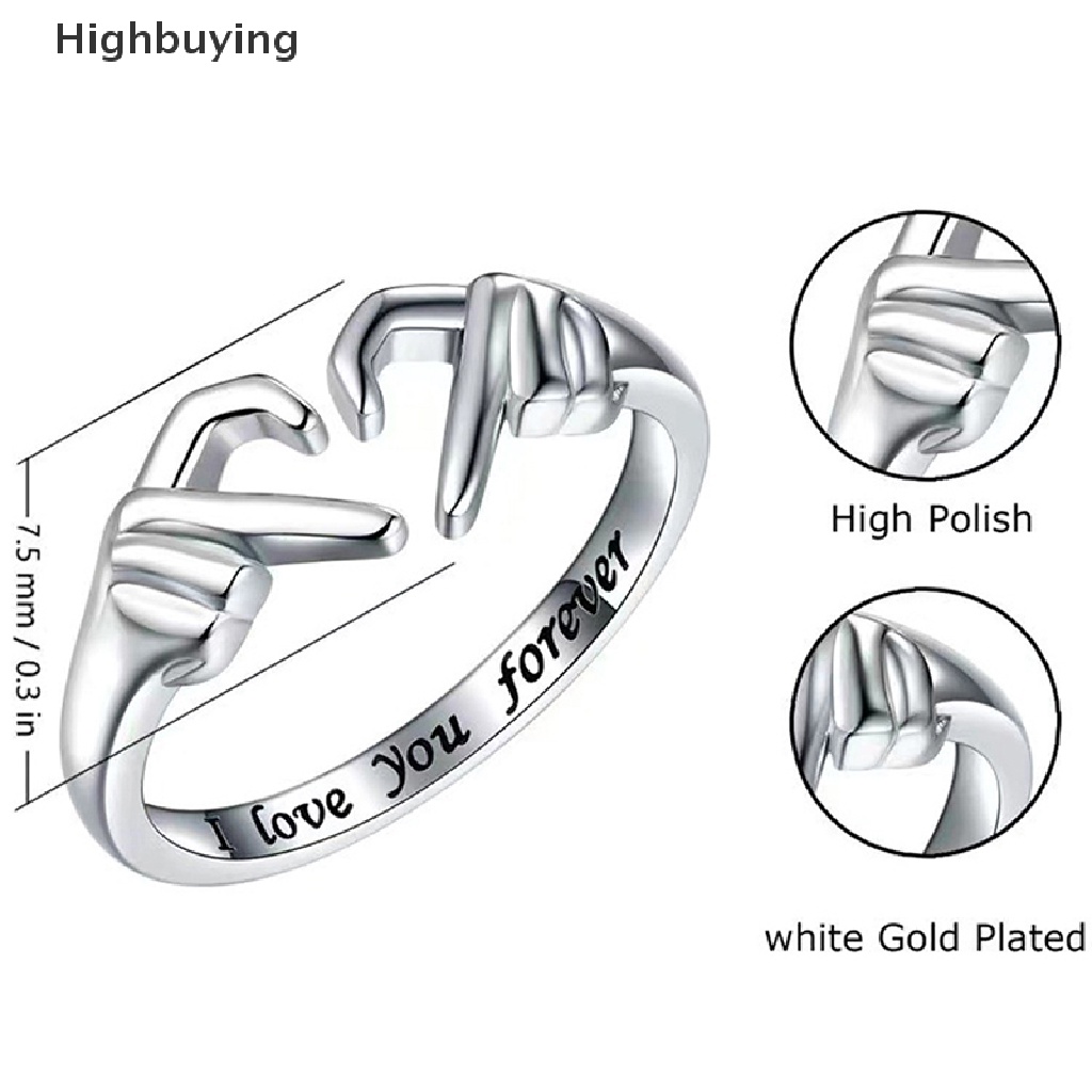 Hbid Fashion Cincin Pasangan Hati Tangan Ganda Untuk Wanita Perhiasan Yang Dapat Disesuaikan Hadiah Hari Valene Glory