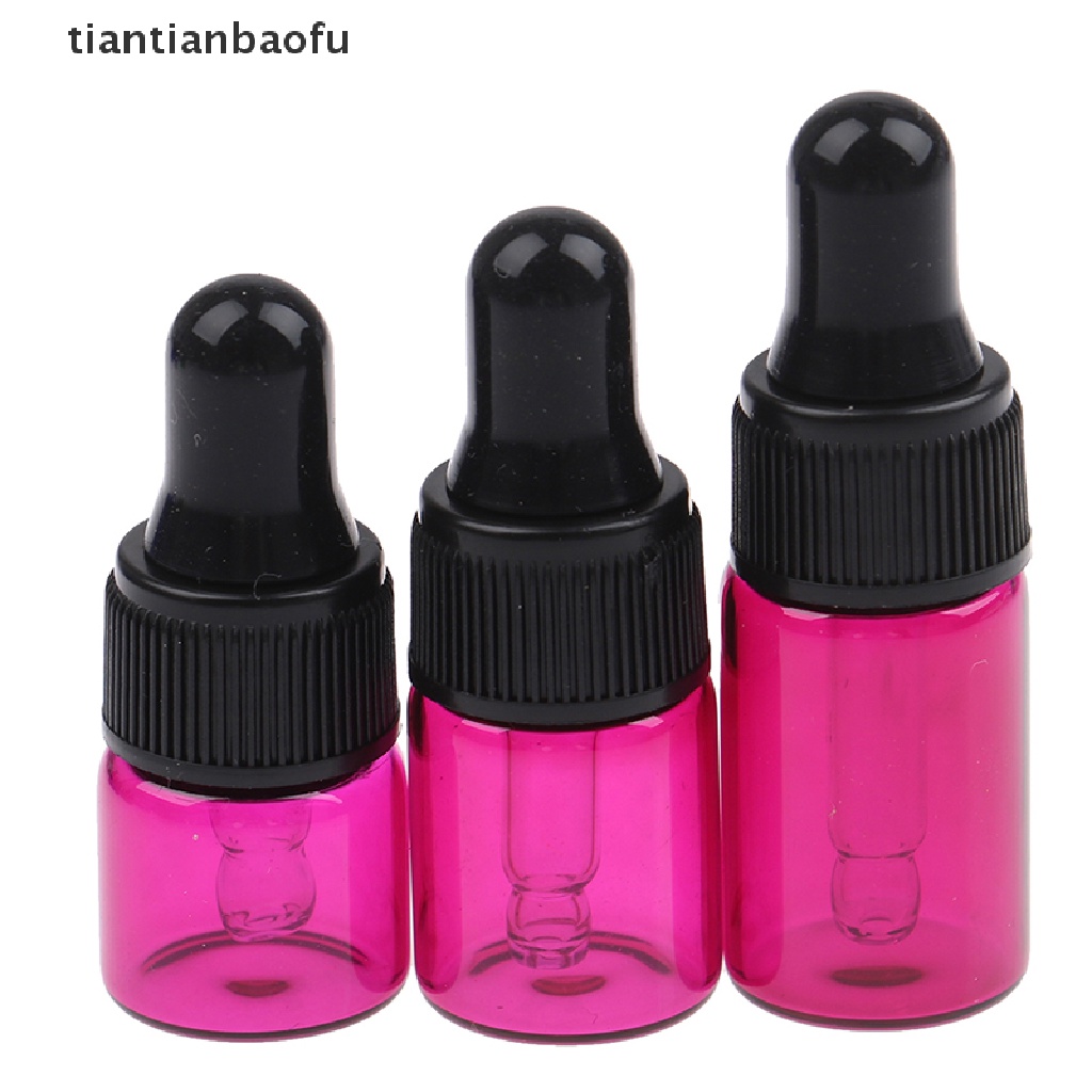 [tiantianbaofu] 10pcs Botol Kaca Amber 3per2/1ml Untuk s Dengan Butik Pipet Mata Kaca