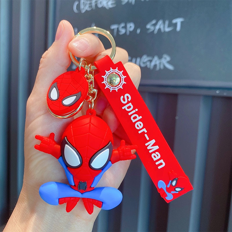 Kartun Anime Spider Man Liontin Gantungan Kunci Marvel Gantungan Kunci Mobil Cincin Ponsel Tas Gantung Perhiasan Untuk Hadiah Anak
