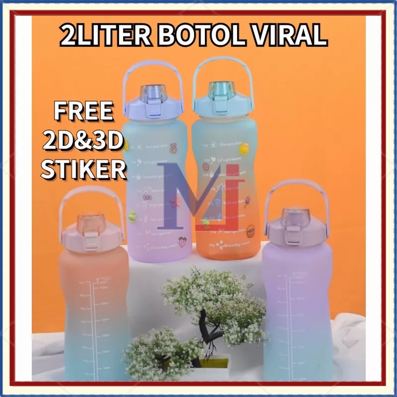 【COD】2LITER ORIGINAL BOTOL VIRAL GRADASI KOREA BOTOL VIRAL/ BOTOL MINUM 2000ML