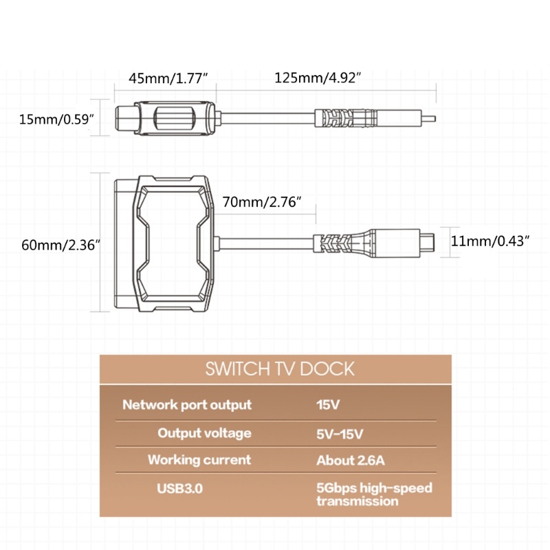 Btsg Dok TV Untuk Switch Type-C Ke 4K- USB3.0 Support PD60W Charging-