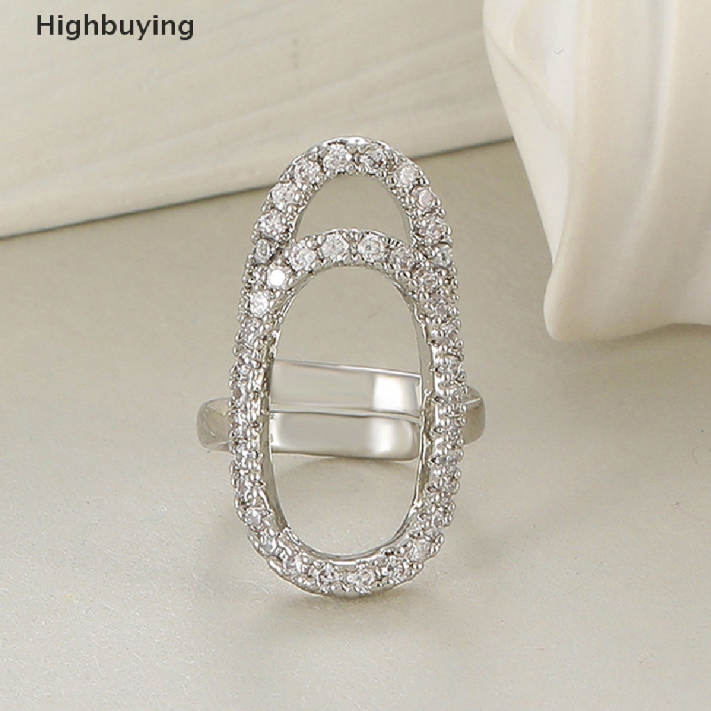 Hbid 1Pc Cincin Kuku Zirkon Hias Tembaga Lapis Emas Manicure Ring Dekorasi Glory