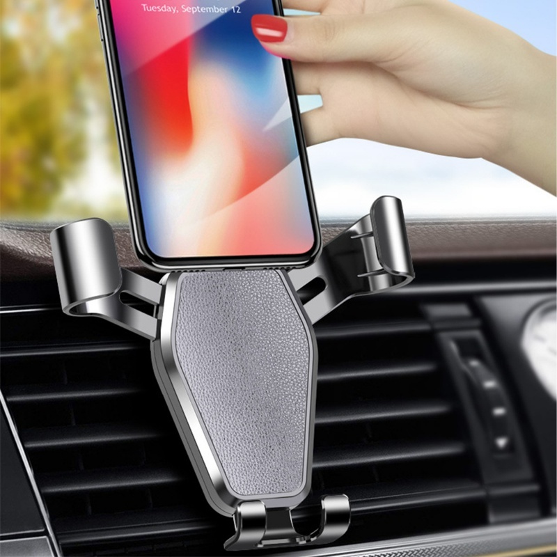 Universal Hitam Gravity Car Mobile Phone Holder Auto Air Vent Mounted Clip Phone Bracket in Car Phone Stand Kompatibel Dengan Semua Ponsel Smartphone