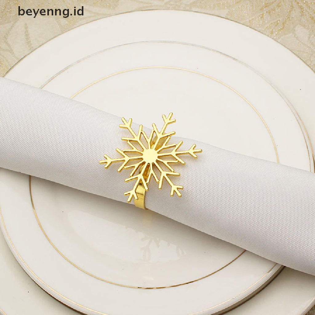 Beyen Cincin Serbet Berbentuk Snowflake Natal Setg Meja Makan Tombol Napkin Ring ID