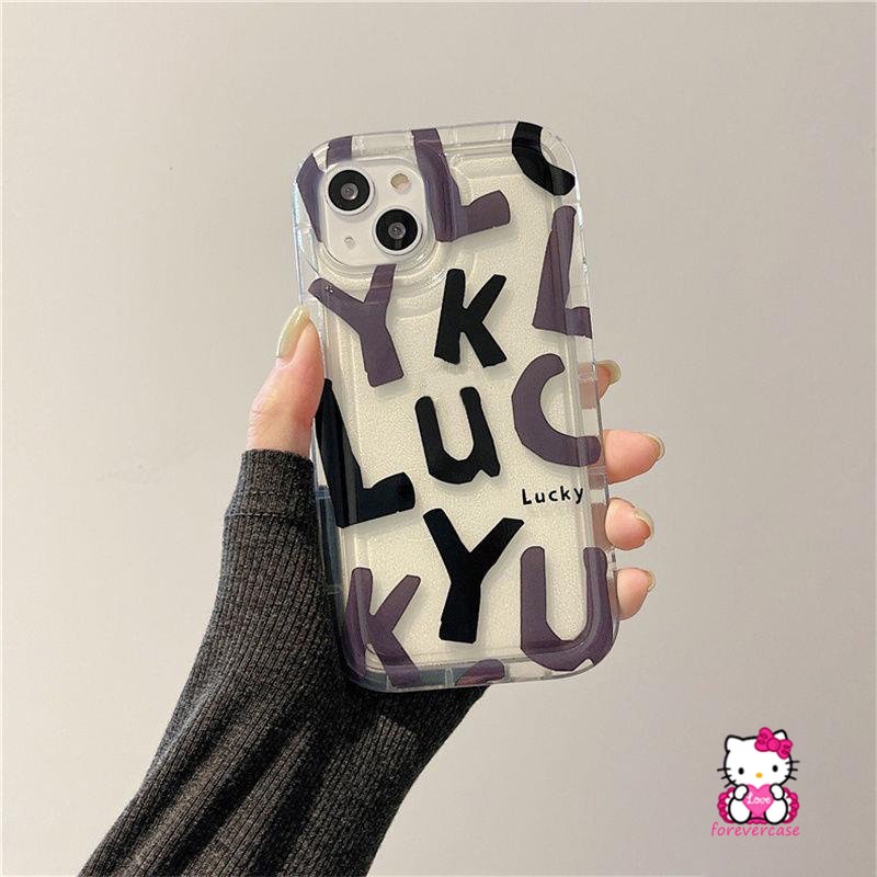 Case Redmi10 9T 9A 10C 9 12C A1 10A 9C NFC Redmi Note9 Note10s Note11 Note 11 8 10s 10 9 11s Note10 POCO F4 Alfabet Simple Lucky Letter Airbag Anti Jatuh Soft Clear Cover