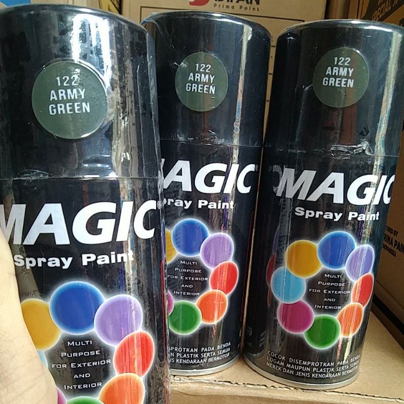 cat semprot pilok pilox magic spray paint magic army green 122 hijau tentara hijau tua glossy