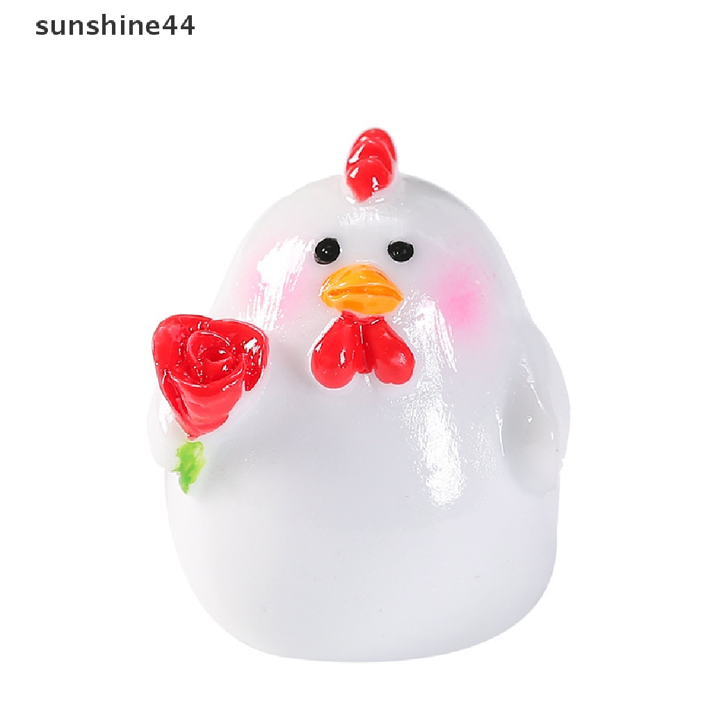 Sunshine1/4pcs Patung Ayam Peri Kebun Ayam Mini Miniatur Paskah Dekorasi Rumah ID