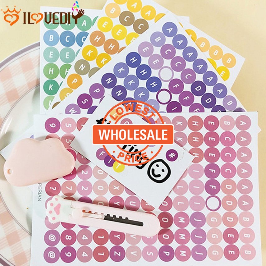 [Harga Grosir] 1pc Diy Stiker Bahan Dekoratif Kreatif 4warna Lucu Dot Angka Tangan Aksen Stiker Permen Berwarna Polkadot Angka Alfabet Inggris Stiker