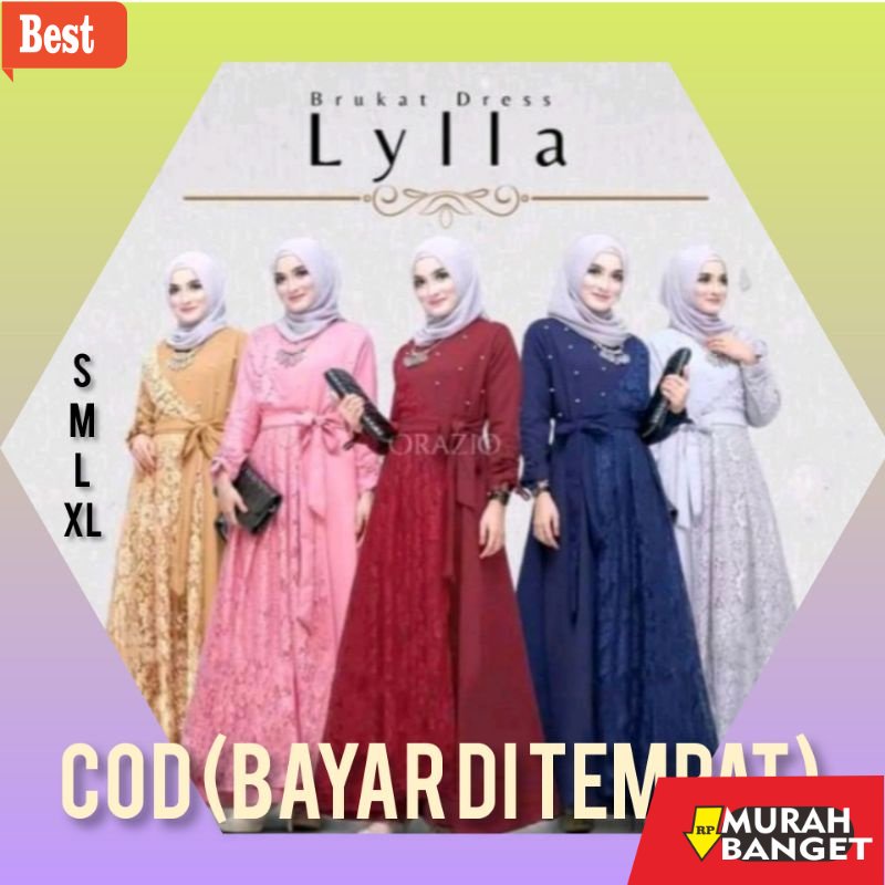 tren buat lebaran terbaru- Lilla dress model terlaris Size S,M,L,XL gamis wanita gamis JUMBO gamis m