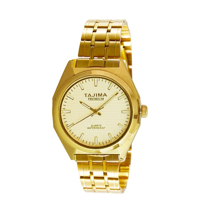 Jam Tangan Tajima Analog Pria Premium Gold Stainless Anti Air 3 ATM - Gold Index