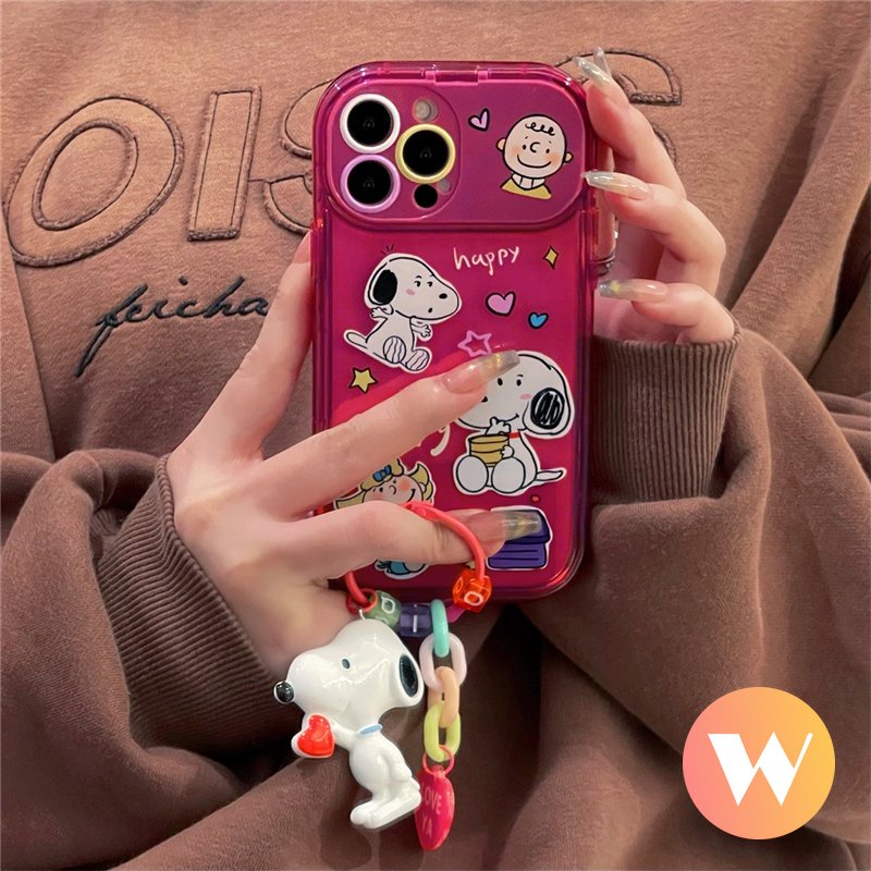 Flip Make Up Cermin Lembut Tpu Case Kompatibel Untuk IPhone 7Plus 8Plus 11 14 13 12 Pro Max X XR 7 8 Plus XS Max SE 2020 Kartun Lucu Snoopy Shockproof Phone Cover