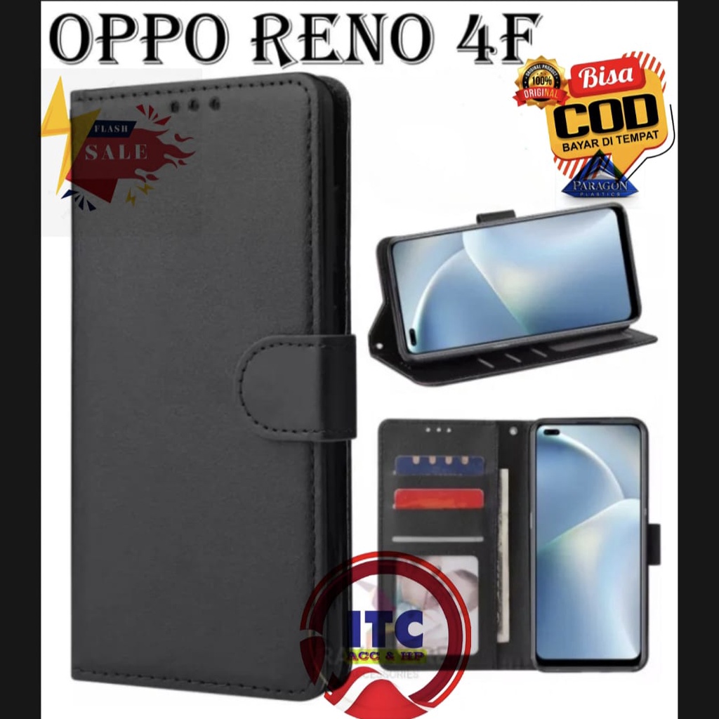 CASE PREMIUM FLIP KULIT DOMPET TYPE HP OPPO RENO 4F  F17 PRO  RENO 4 LITE  F17 A93    LEATHER MAGNET