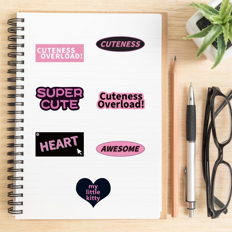 50pcs Stiker Kartun Lucu Gadis Pink Untuk Dekorasi Hadiah Gitar Notebook Rumah DIY Tahan Air Stiker