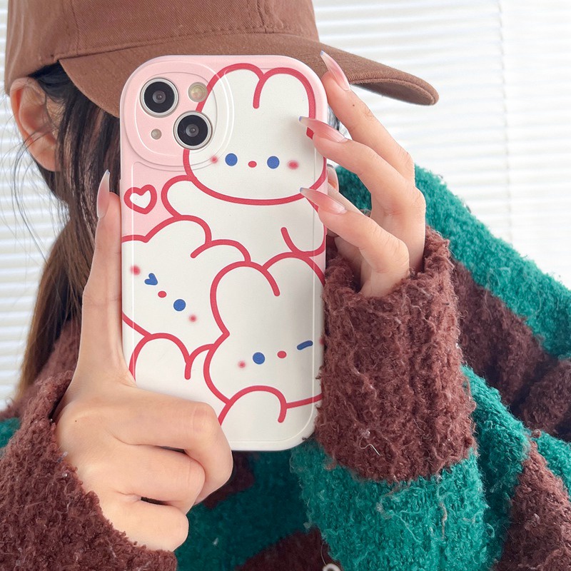 Pink Rabbit Soft Case OPPO A9 A5 A31 A53 A33 2020 A7 A5S A12 A11K F9 F11 A15S A35 A52 A92 A54 A36 A96 A83 A57 A3S A16 A1 Pro Reno 3 5 6 7Z 9 bear Lucu