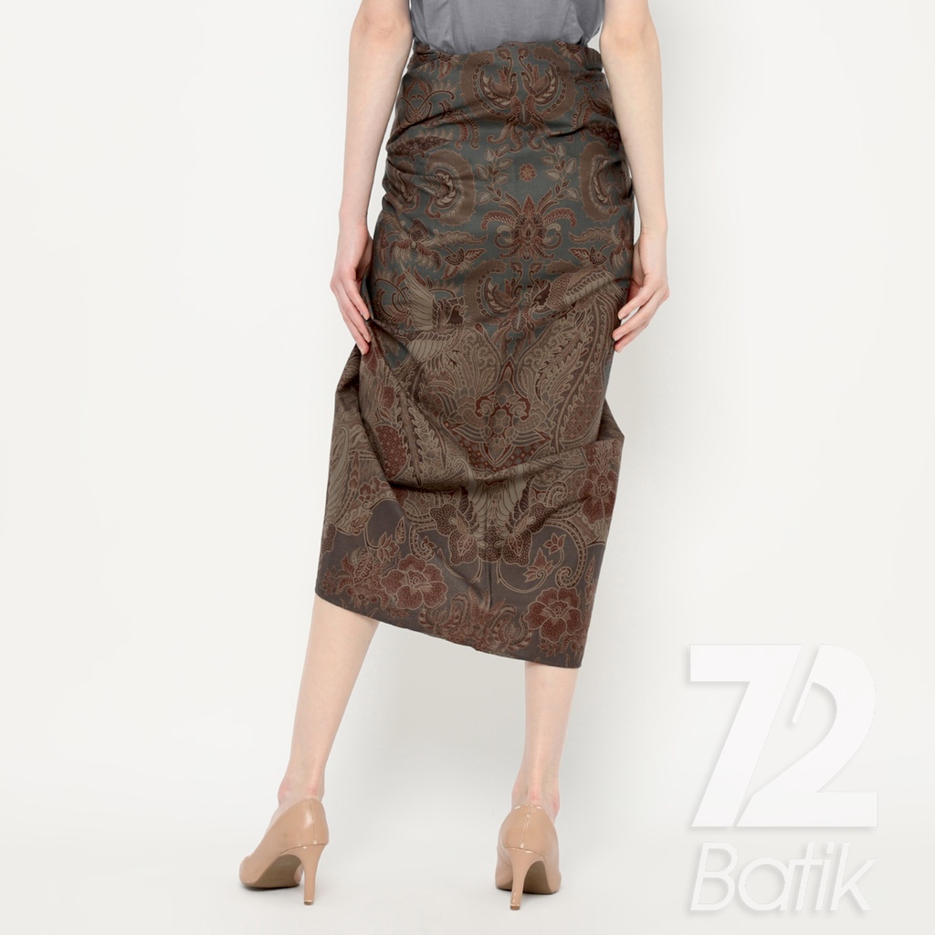 ROK BATIK SPAN Aurora Skirt Lilit Kebaya Instan Modern Wanita Motif Burung Rona Warna Abu Grey Gray 723186 Cap 72 - Rok Batik Lilit Bawahan Skirt Kamen Kebaya Songket Batik Panjang Plisket Span Instan Jadi Bali Lembaran Premium Modern Untuk Wanita