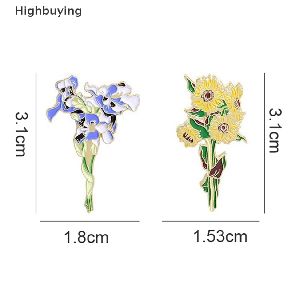 Hbid Kerah Pin Lencana Van Gogh Bunga Matahari Iris Bros Bunga Topi Pin Logam Untuk Pakaian Enamel Pin Lencana Untuk Ransel Hadiah Untuk Wanita Glory