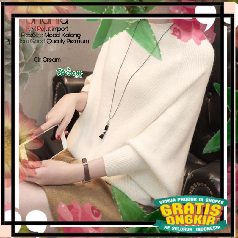 Shania atasan rajut import/ Atasan rajut wanita/atasan rajut import tebal / toska lumut