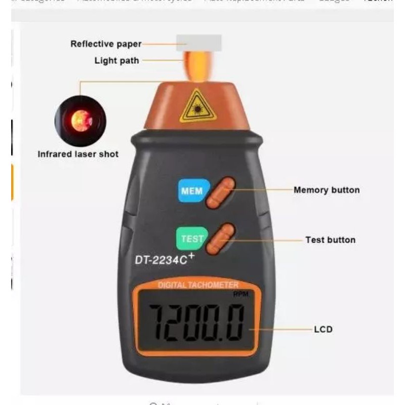 DIGITAL TACHOMETER RPM METER ALAT PENGURUKUR KECEPATAN PUTARAN