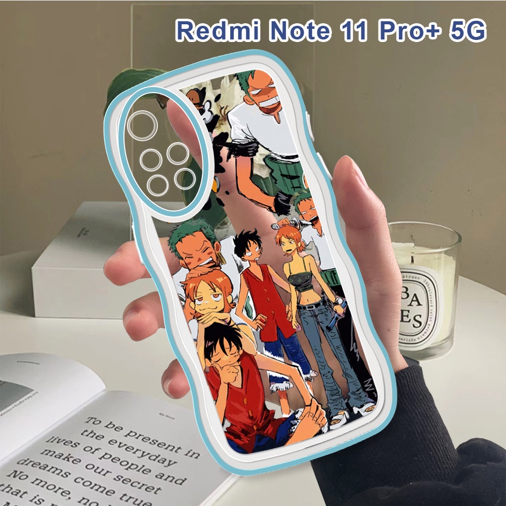 For Redmi Note 5A Prime 8 9 10 11S 11 Pro+  Plus 5G 4G Fashion Soft Wavy Phone Case Anime (ONE PIECE) Luffy Cartoon Shockproof Cellphone Casing Full Cover Camera Protection Cases