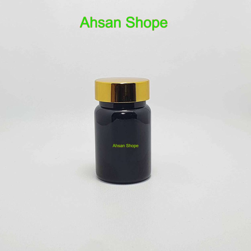 Botol Obat 60 ml Hitam Alumunium / Botol 30 Kapsul Hitam / Botol Vitamin