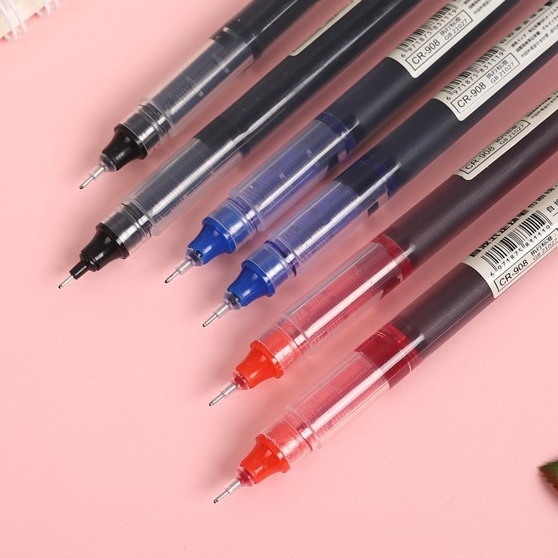 1pc Giant Tulis Lurus Cair Berjalan Manik Pulpen Pena Netral Alat Tulis Siswa Hitam Merah Ujian Pena 3warna Tanda Tangan Pena Perlengkapan Sekolah Dan Kantor