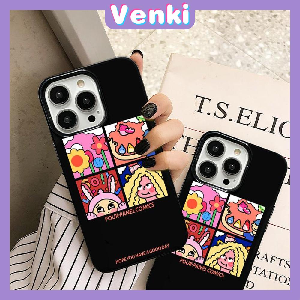 iPhone Case Soft TPU Glossy Black Candy Case Cute Four-panel Comic Camera Protection Shockproof For iPhone 14 13 12 11 Pro Max 7 8 Plus X XR