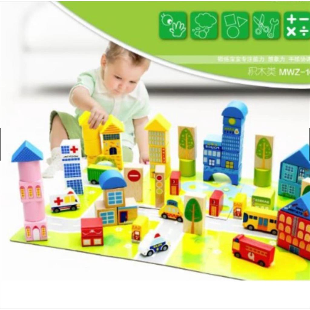 Blok Bangunan Dus 62 pcs Mainan Edukasi Anak