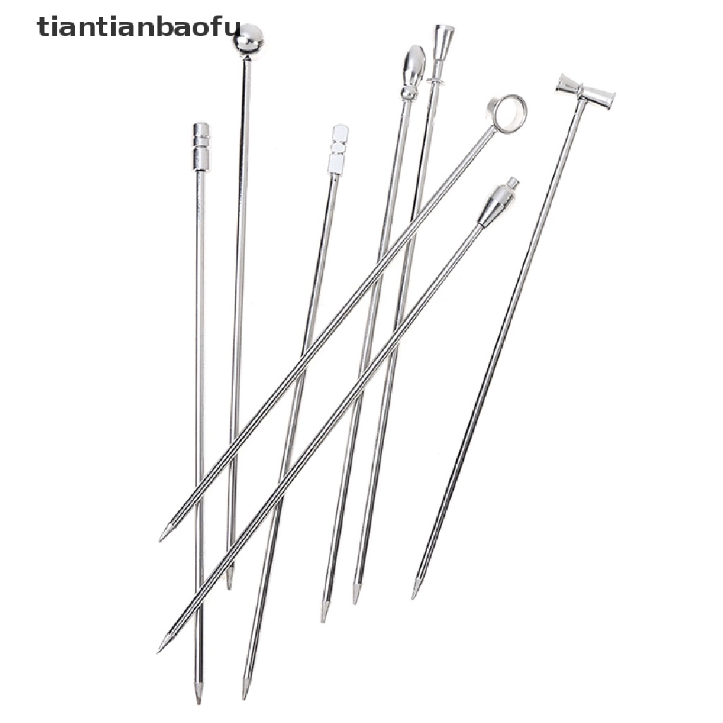 [tiantianbaofu] 4pcs Stik Cocktail Stainless Steel Stik Buah Minuman Reusable Mari Picks Boutique