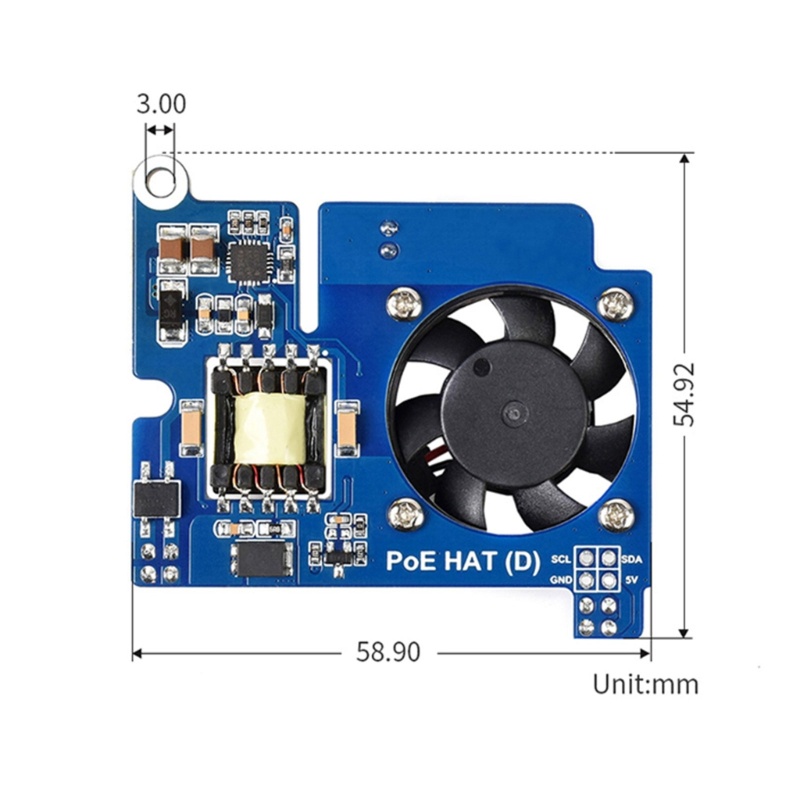 Topi Zzz802 3af PoE HAT Papan Ekspanding Standar Dengan Kipas Pendingin Untuk RaspberryPi 4B