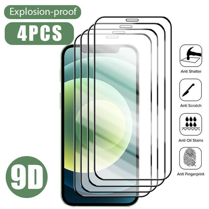 4pcs Full Cover Tempered Glass Untuk Iphone14 13 12 11 Pro MAX Plus Mini Pelindung Layar Untuk iPhone X XS MAX XR 7 8 6 6S Plus SE 2022 2020 14Plus 13Mini 12Mini Kaca