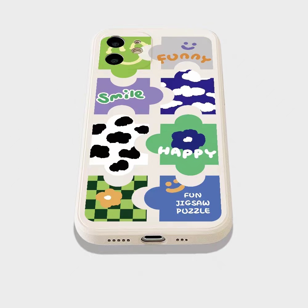 IPHONE Ins Pola Puzzle Cocok Untuk Iphone14 14pro 14plus 13 13pro 13prm iPhone12 7Plus 8Plus Xr XS 13 Pro Max Empat Sudut Casing Ponsel Tahan Guncangan