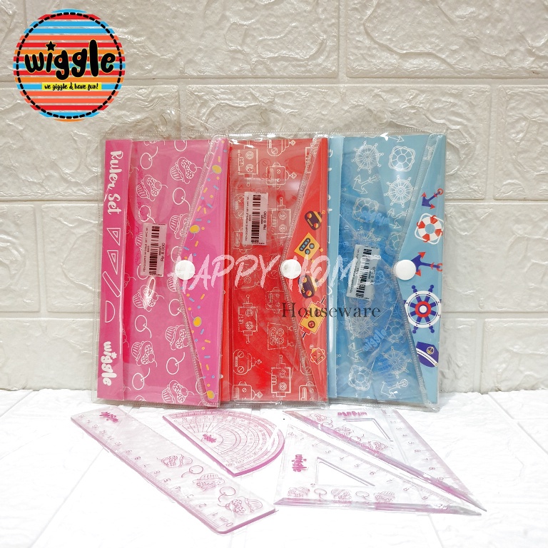 

WIGGLE Ruller / Penggaris Set 4 Pcs Komplit 3 Varian Motif Happystore