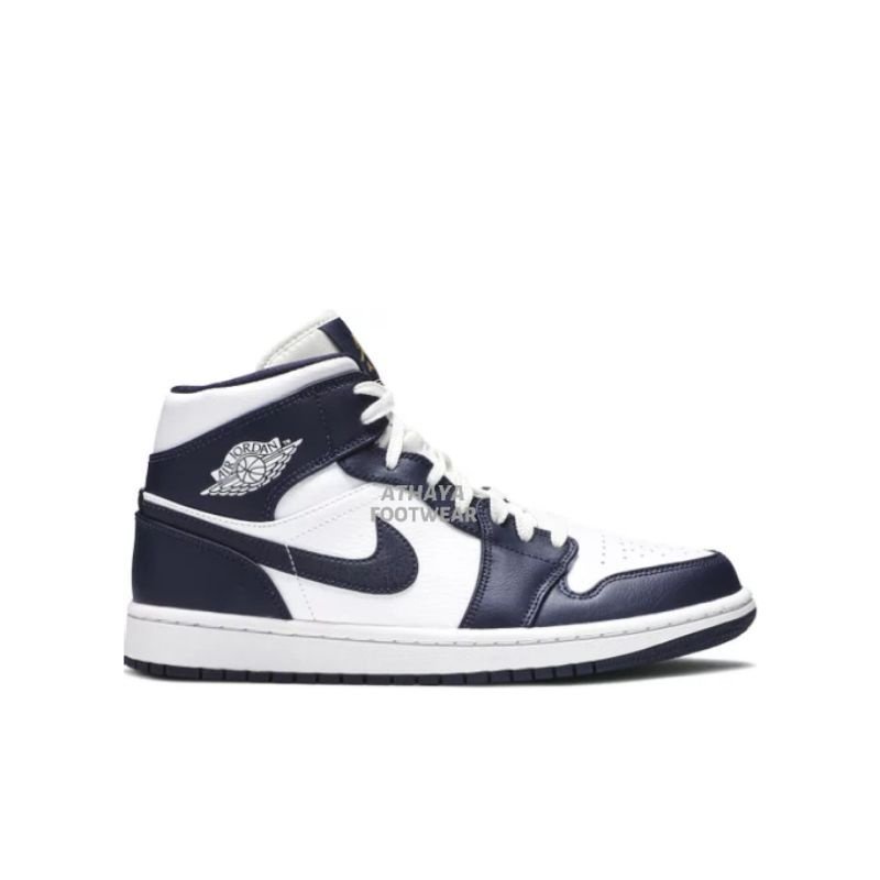 AJ 1 Mid 'Obsidian Black White' SKU 554724 174" 100%    (ATHY)