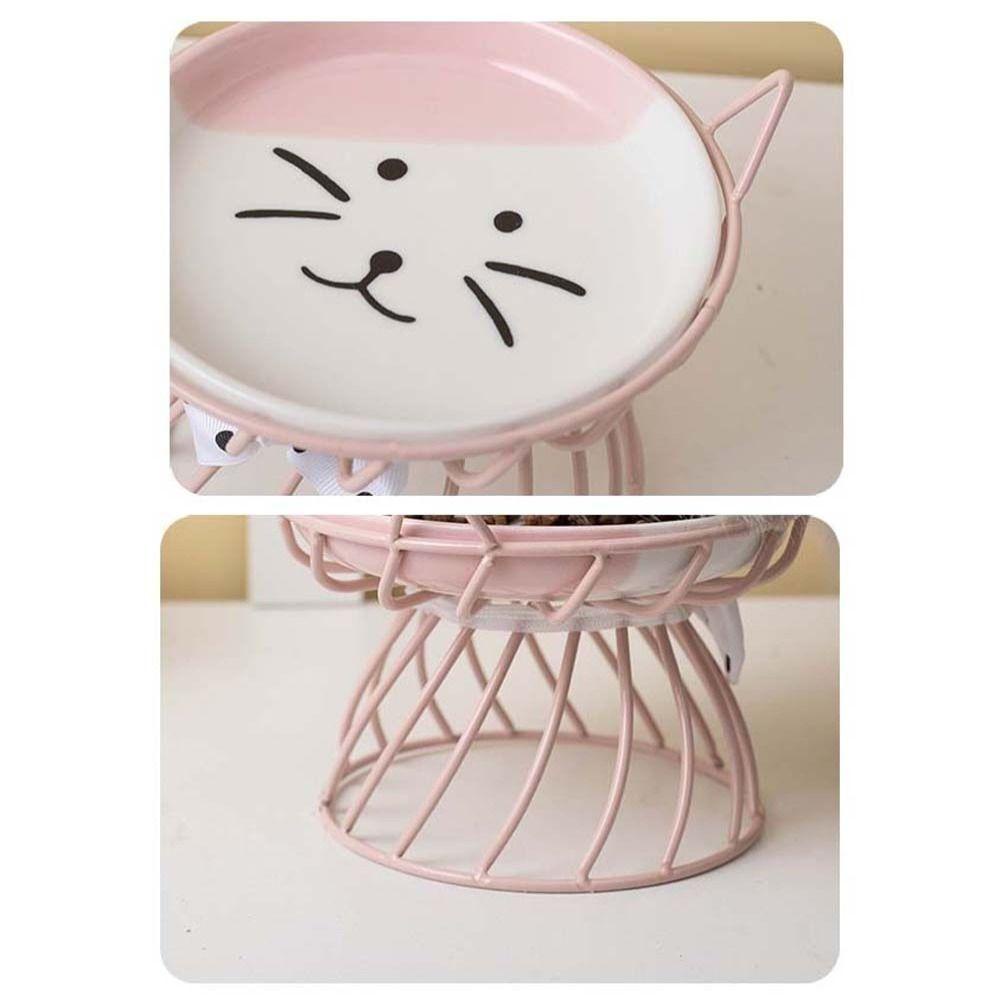 [Elegan] Mangkuk Makanan Kucing Dengan Stand Metal Kartun Kucing Feeder Drinker Untuk Anjing Kucing Anjing Anjing Kitten Dog Dishes Pet Feeder Bowl