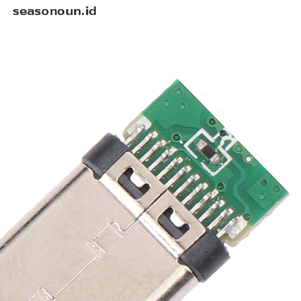 Seasonoun 5Pcs USB 3.1 Type C Male DIY Solder Plug Konektor Socket Papan PC Terpasang.